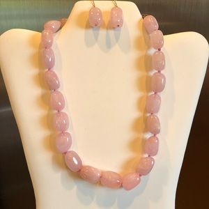 Organic Pink Rose Quartz Necklace sterling silver